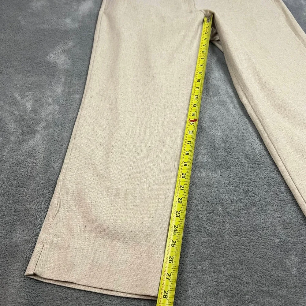 Banana Republic Tapered High-Rise Linen Blend Pants Beige Tan Size L‎ NWT 706574